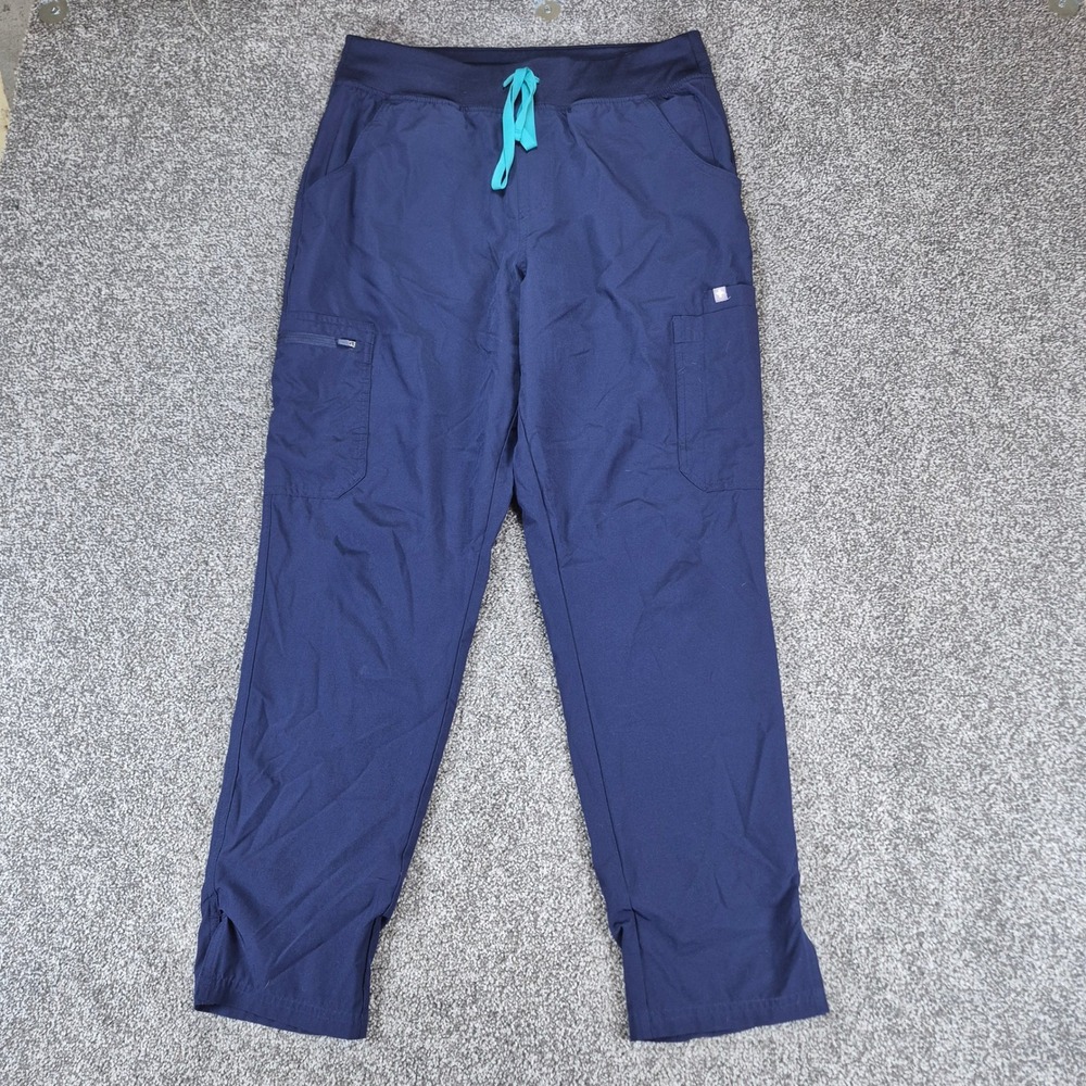 FIGS Yola FREEx Lined Scrub Pants Womens Large Navy Blue‎ High Waisted Cargo